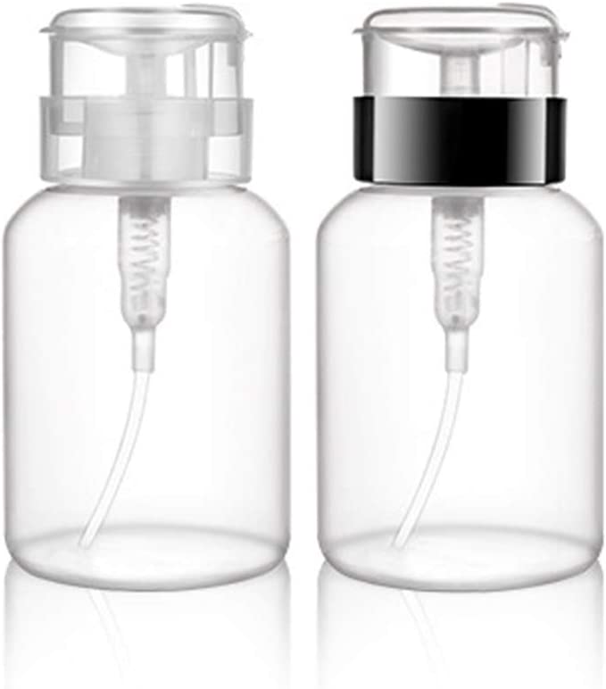 Gleevia Nail Polish Remover Pump | Acetone Push Down Empty Lockable Pump Dispenser Bottle (2pcs)