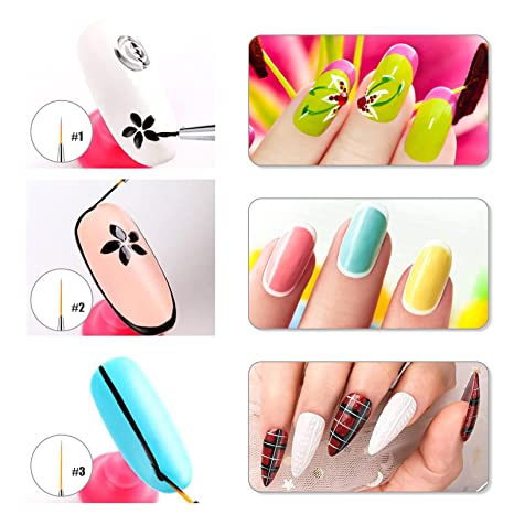 5PCS Nail Art Liner Brushes Hand Painted Brush Acrylic UV Gel Colours  Paints Builder Drawing Pen DIY Manicure Design Accessories