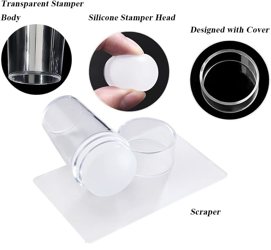 Gleevia Nail Art Stamper, Clear Silicone Stamping Jelly with Scraper for DIY Nail Decoration