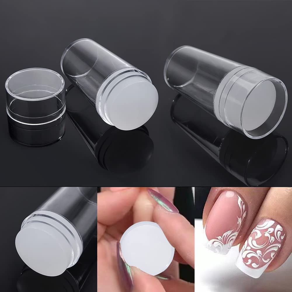 Gleevia Nail Art Stamper, Clear Silicone Stamping Jelly with Scraper for DIY Nail Decoration