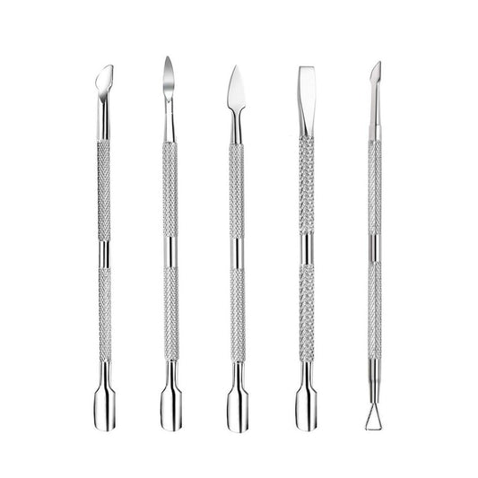 5PCS Cuticle Pusher Set, Stainless Steel Cuticle Remover Kit, Cutter and Trimmer Manicure and Pedicure Tools for Fingernail and Toenails