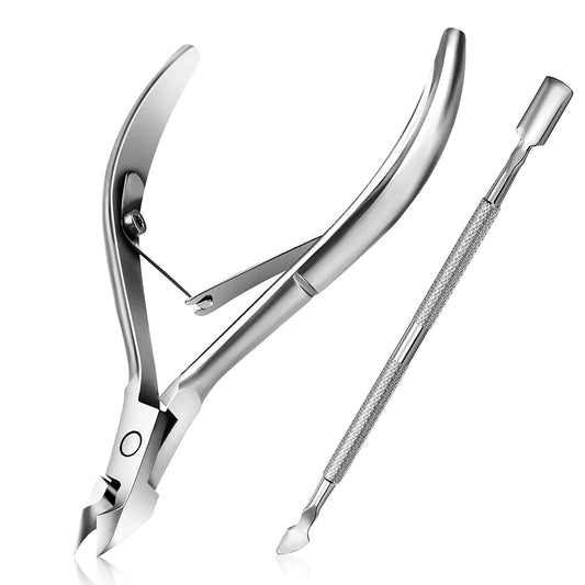 Gleevia Combo Pack of Stainless Cuticle Cutter and Pusher (Pack of 2)