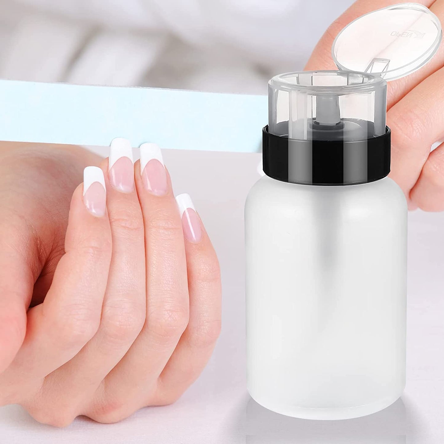 Nail Polish Remover Bottle, Acetone Push Down Pump Alcohol Dispenser (3pcs)