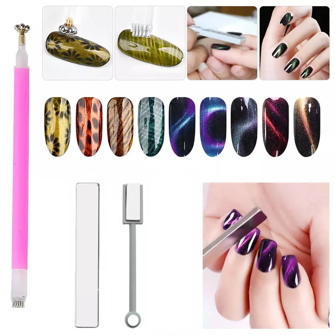 Cat-Eye Gel Polish Magnet 2D/3D/9D Nail Magnetic Sticks for Cat Eye Effects on Nails