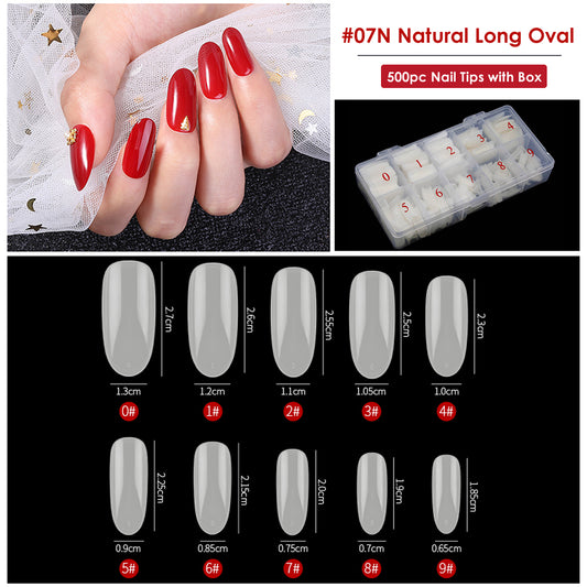 Gleevia Artificial Unbreakable Natural Long Oval Nail Tips Finger Nail Extension 500pc/Box