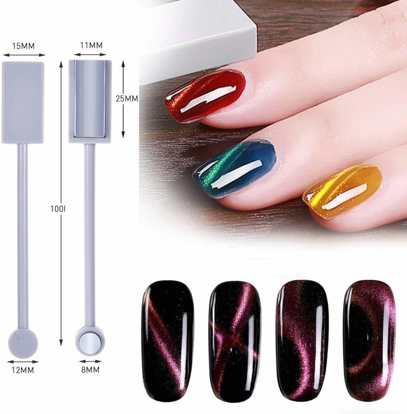 Gleevia Cat-Eye UV Gel Nail Polish 15ml Brush Bottle with Double Head Magnet Combo Shade C1