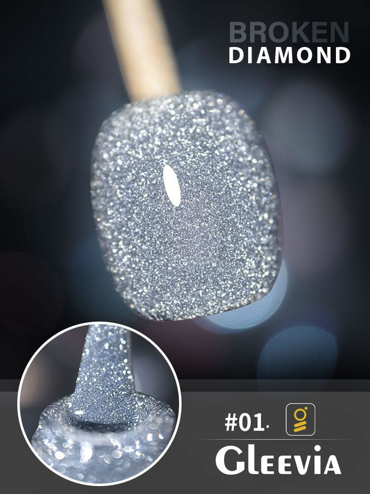 Reflective Glitter Color Flashing Gel Polish UV/LED Lamp Cure | Broken Diamond - Flashing Silver