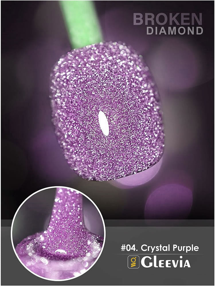 Reflective Glitter Color Flashing Gel Polish UV/LED Lamp Cure | Broken Diamond - Crystal Purple