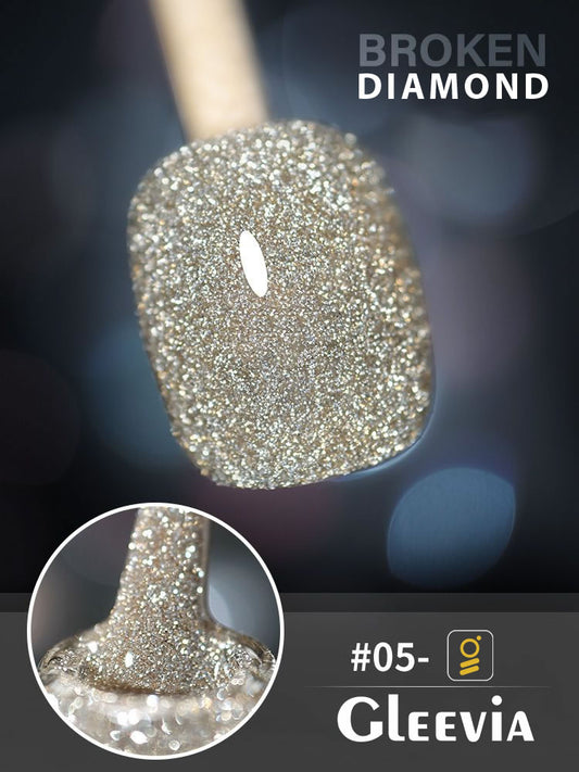 Reflective Glitter Color Flashing Gel Polish UV/LED Lamp Cure | Broken Diamond - Colorful Champagne