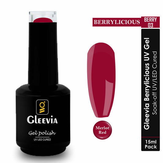 Gleevia Berrylicious UV/LED Gel Polish 15ml Brush Cap Shade Berry 03