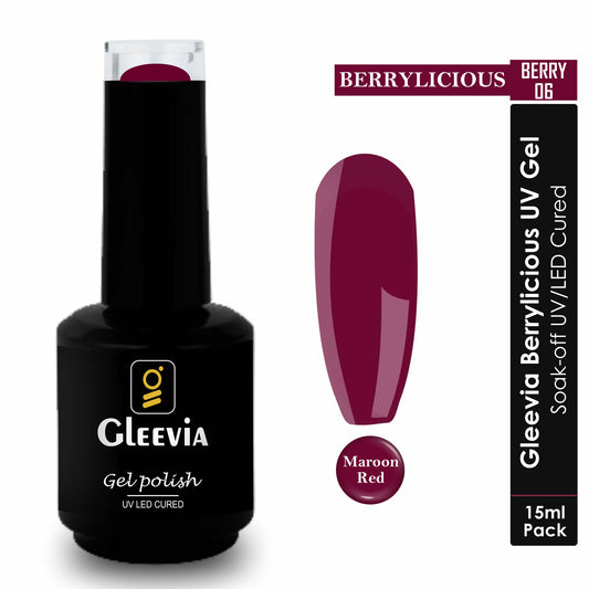 Gleevia Berrylicious UV/LED Gel Polish 15ml Brush Cap Shade Berry 06