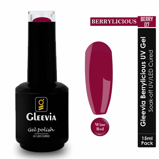 Gleevia Berrylicious UV/LED Gel Polish 15ml Brush Cap Shade Berry 07