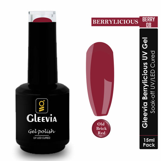 Gleevia Berrylicious UV/LED Gel Polish 15ml Brush Cap Shade Berry 08