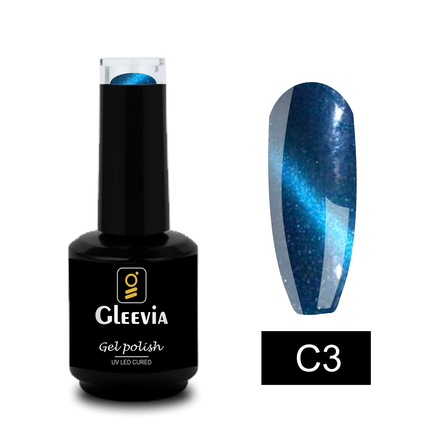 Gleevia Cat-Eye UV Gel Polish 15ml Brush Cap Shade C3