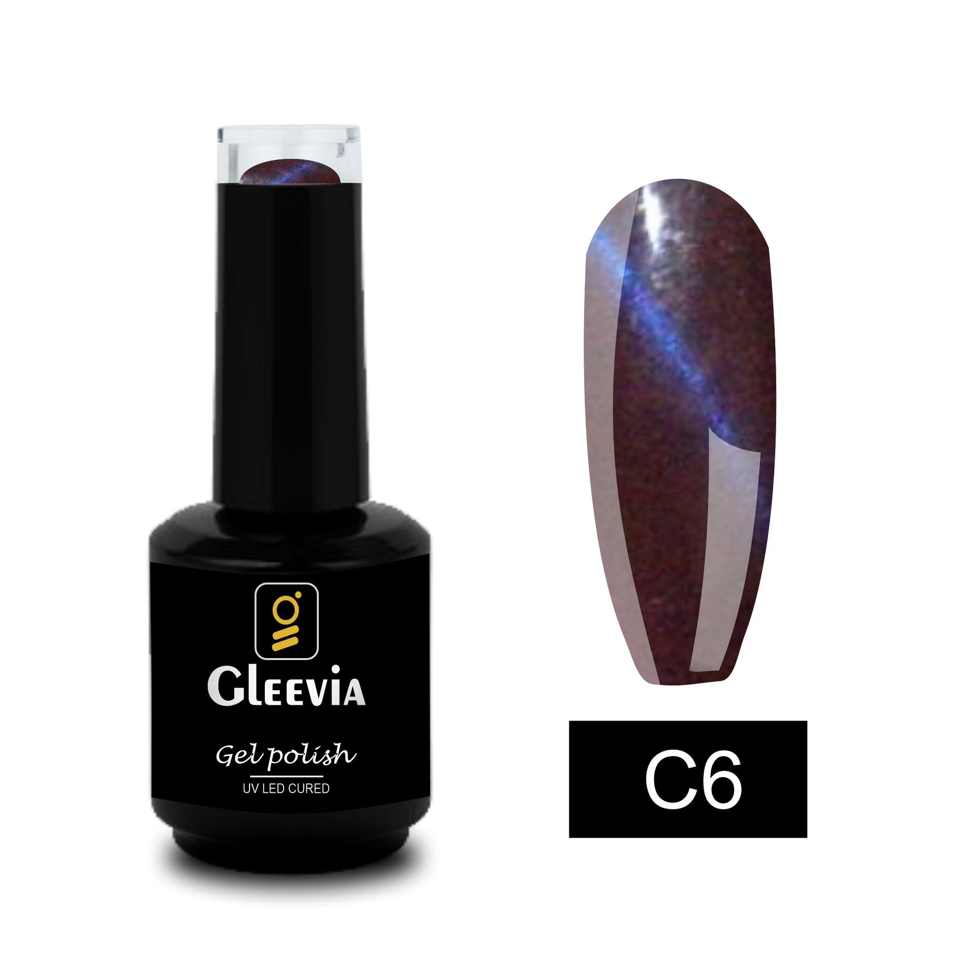 Gleevia Cat-Eye UV Gel Polish 15ml Brush Cap Shade C6