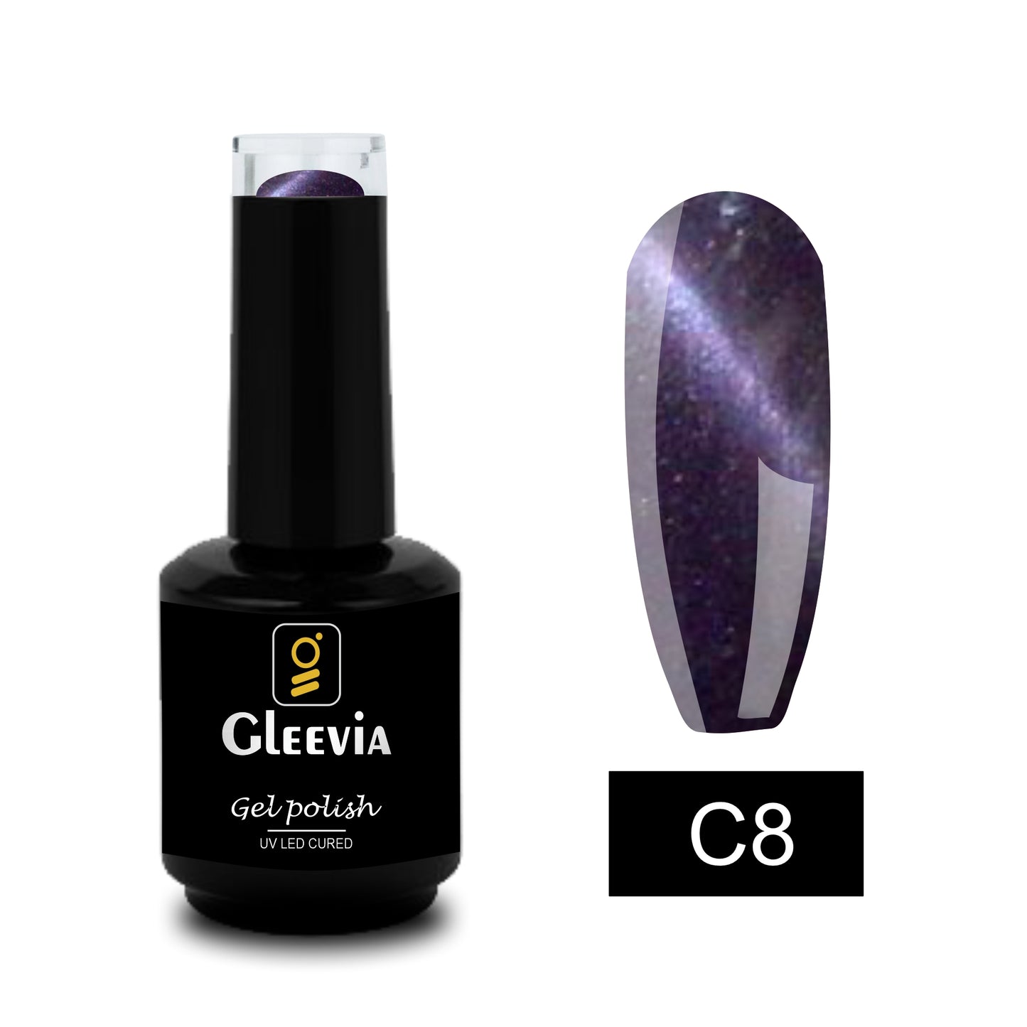 Gleevia Cat-Eye UV Gel Polish 15ml Brush Cap Shade C8