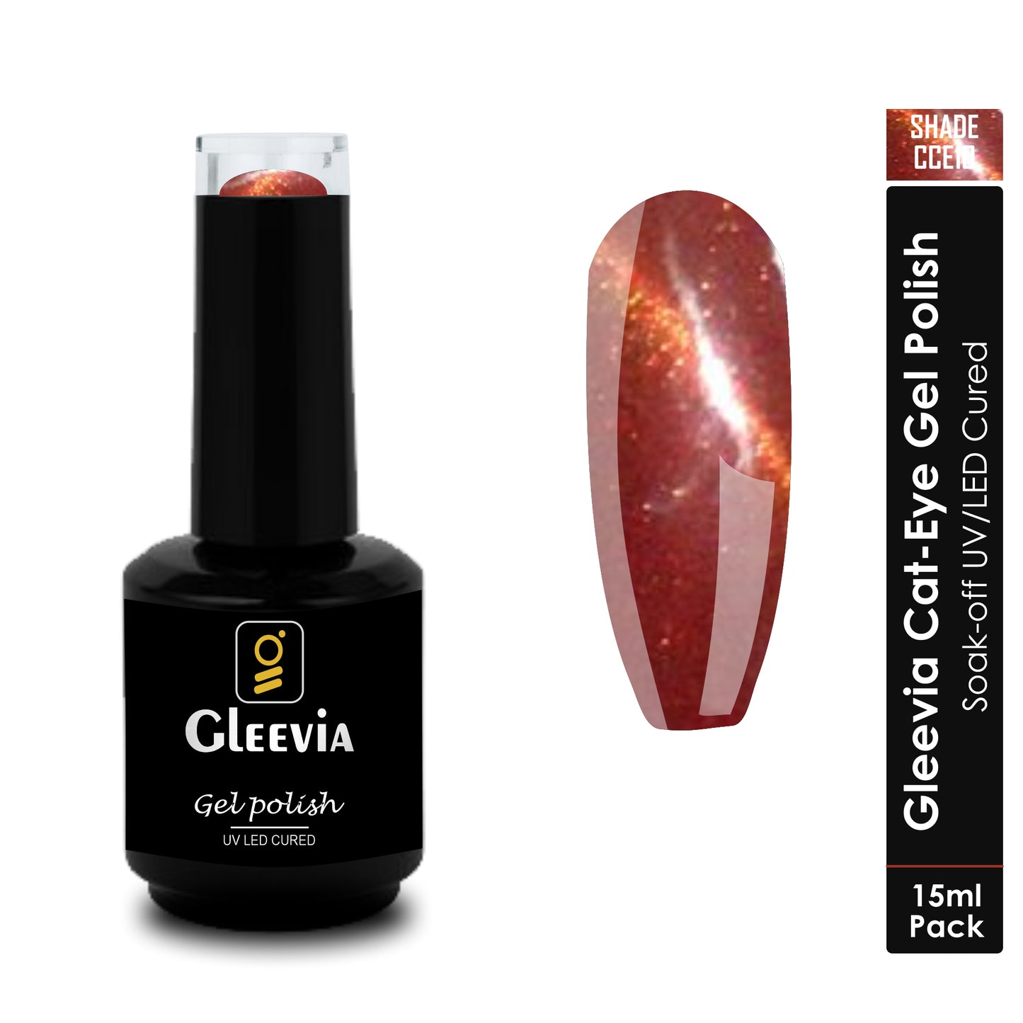 Gleevia Cat-Eye UV Gel Polish 15ml Brush Cap Shade CCE10