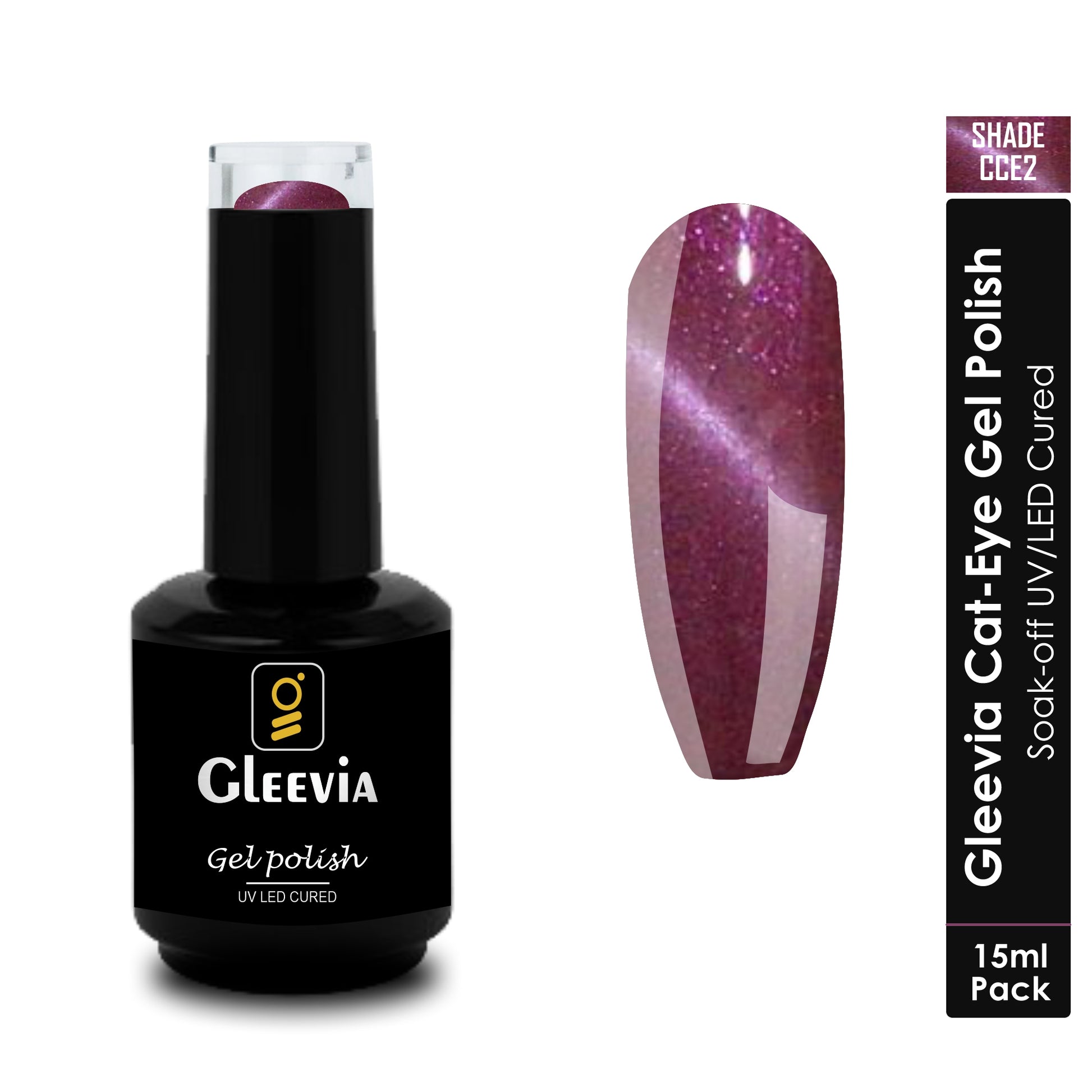 Gleevia Cat-Eye UV Gel Polish 15ml Brush Cap Shade CCE2