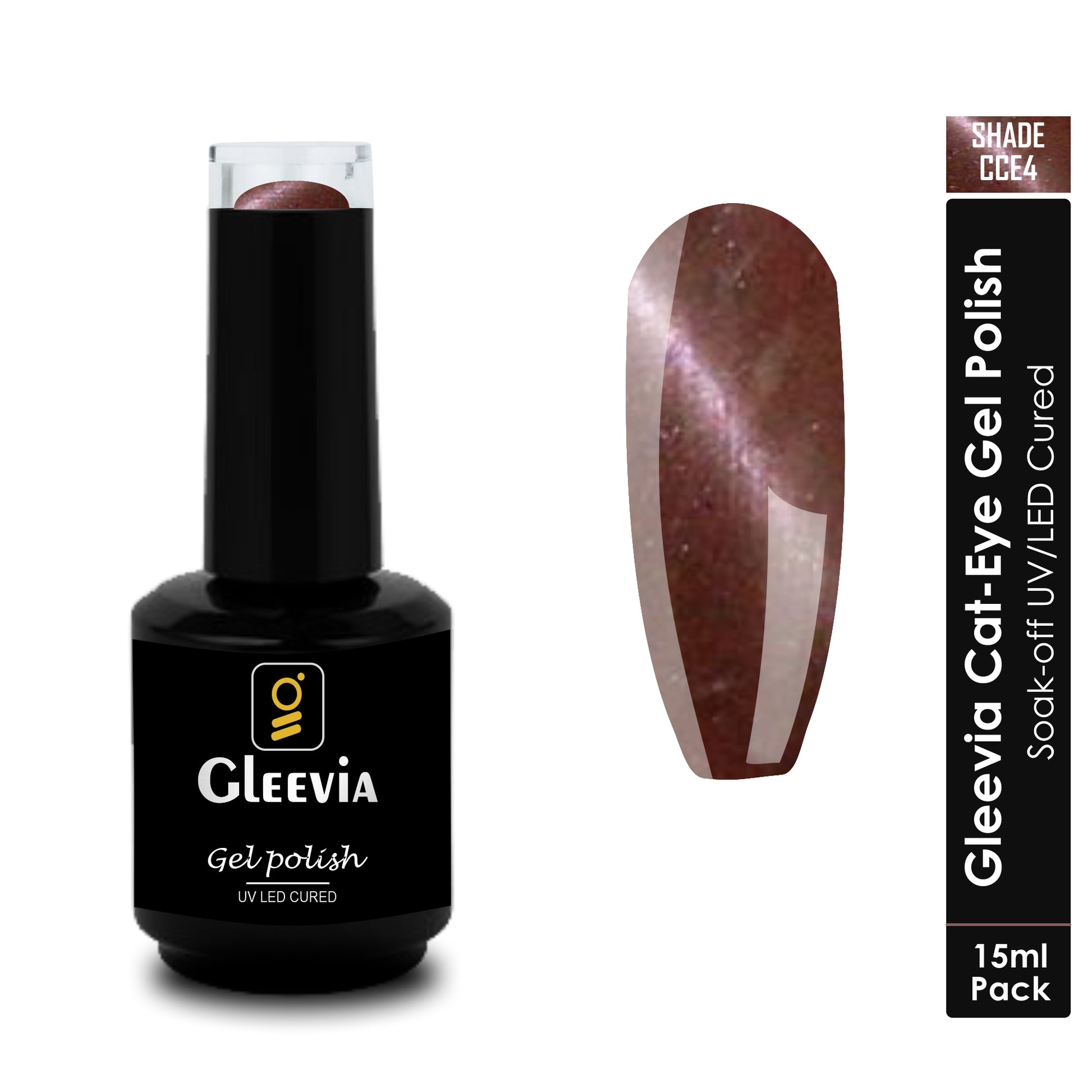 Gleevia Cat-Eye UV Gel Polish 15ml Brush Cap Shade CCE4