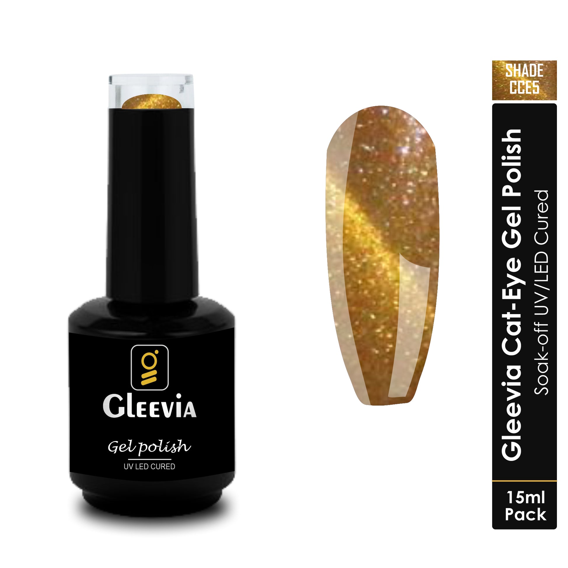 Gleevia Cat-Eye UV Gel Polish 15ml Brush Cap Shade CCE5