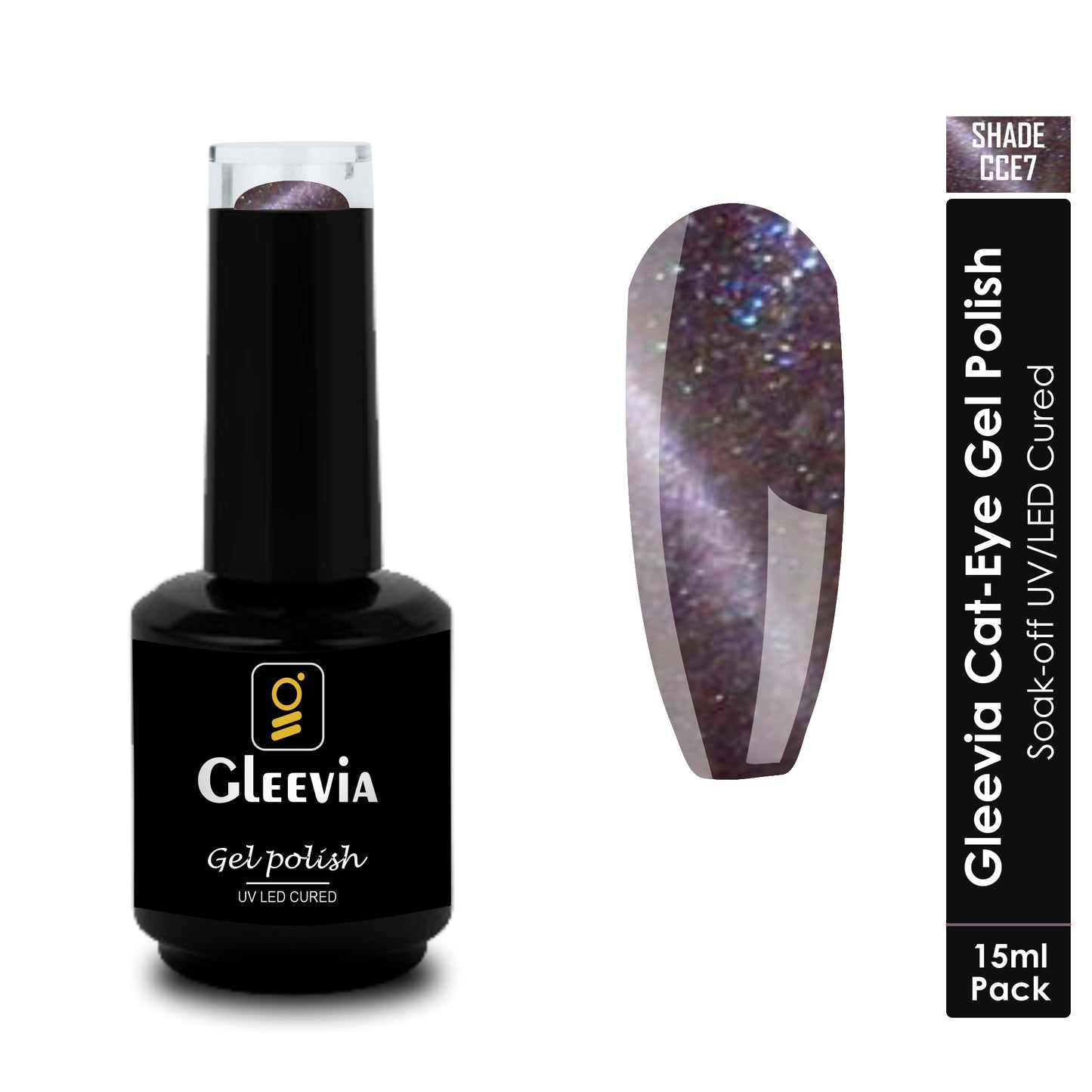 Gleevia Cat-Eye UV Gel Polish 15ml Brush Cap Shade CCE7