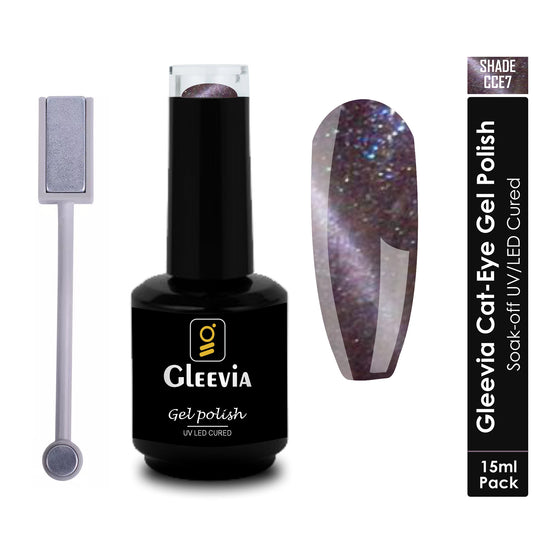 Gleevia Cat-Eye UV Gel Nail Polish 15ml Brush Bottle with Double Head Magnet Combo Shade CCE6