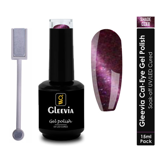 Gleevia Cat-Eye UV Gel Nail Polish 15ml Brush Bottle with Double Head Magnet Combo Shade CCE8