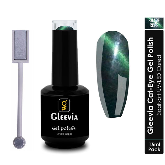 Gleevia Cat-Eye UV Gel Nail Polish 15ml Brush Bottle with Double Head Magnet Combo Shade CCE9