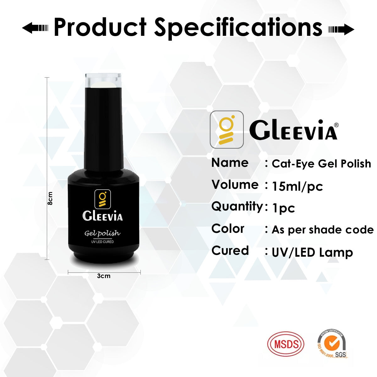 Gleevia Cat-Eye UV Gel Nail Polish 15ml Brush Bottle with Double Head Magnet Combo Shade C2