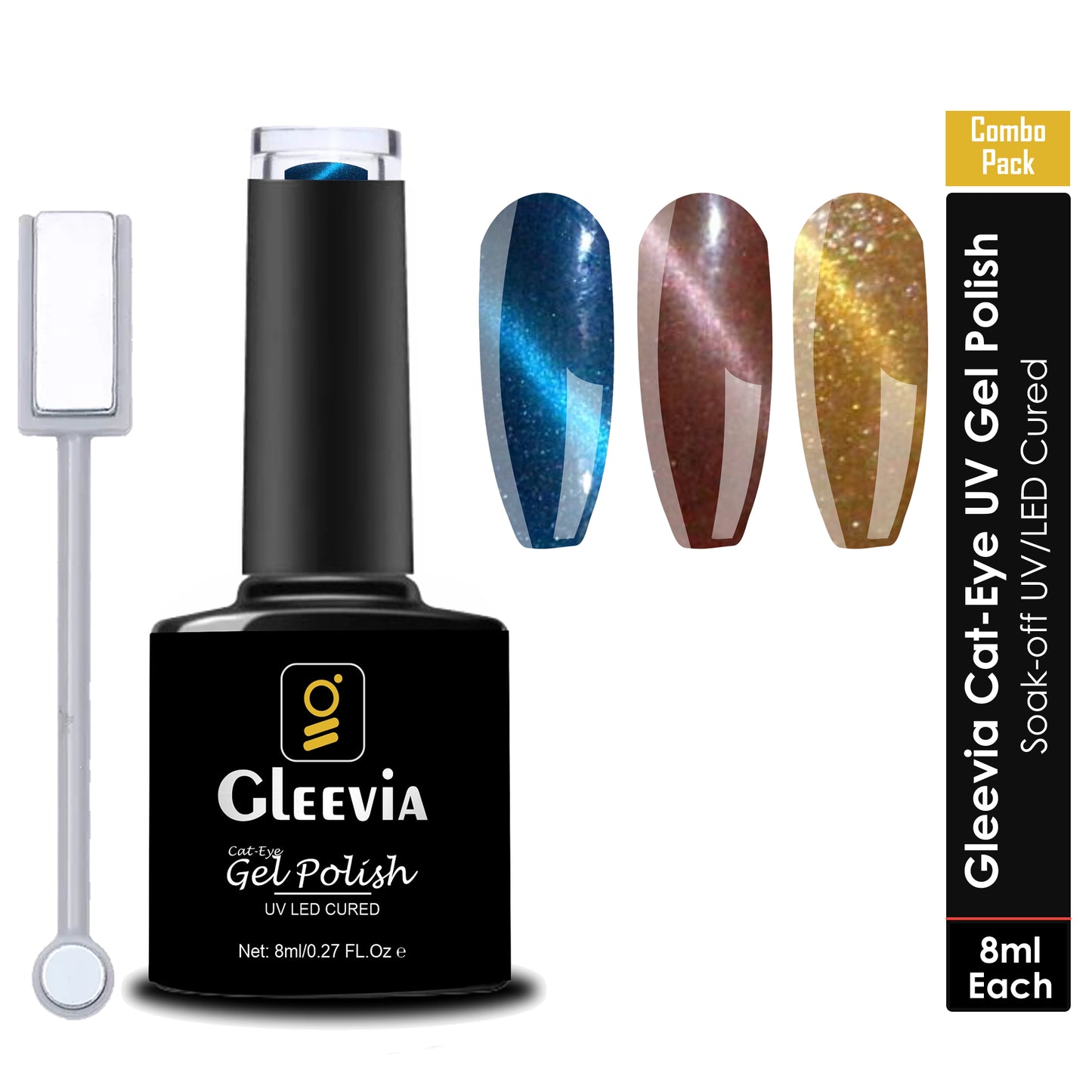 CatEye UV Gel Polish | Magnetic 3D Gel Nail Polish for Professionals 15ml/each Combo Pack (C3,C4 & C5)