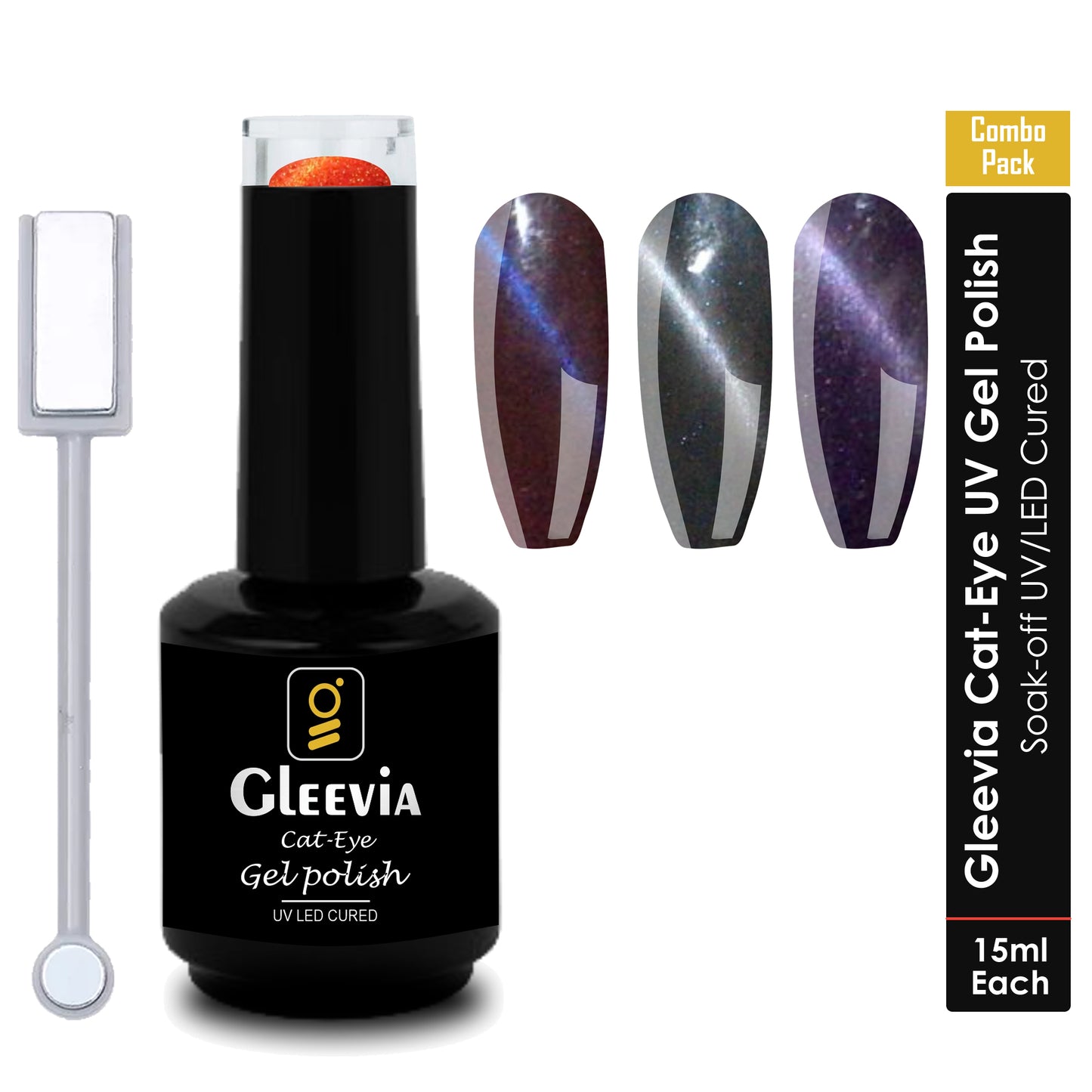 Gleevia CatEye UV Gel Polish | Magnetic 3D Gel Nail Polish for Professionals 15ml/each Combo Pack (C6, C7 & C8)