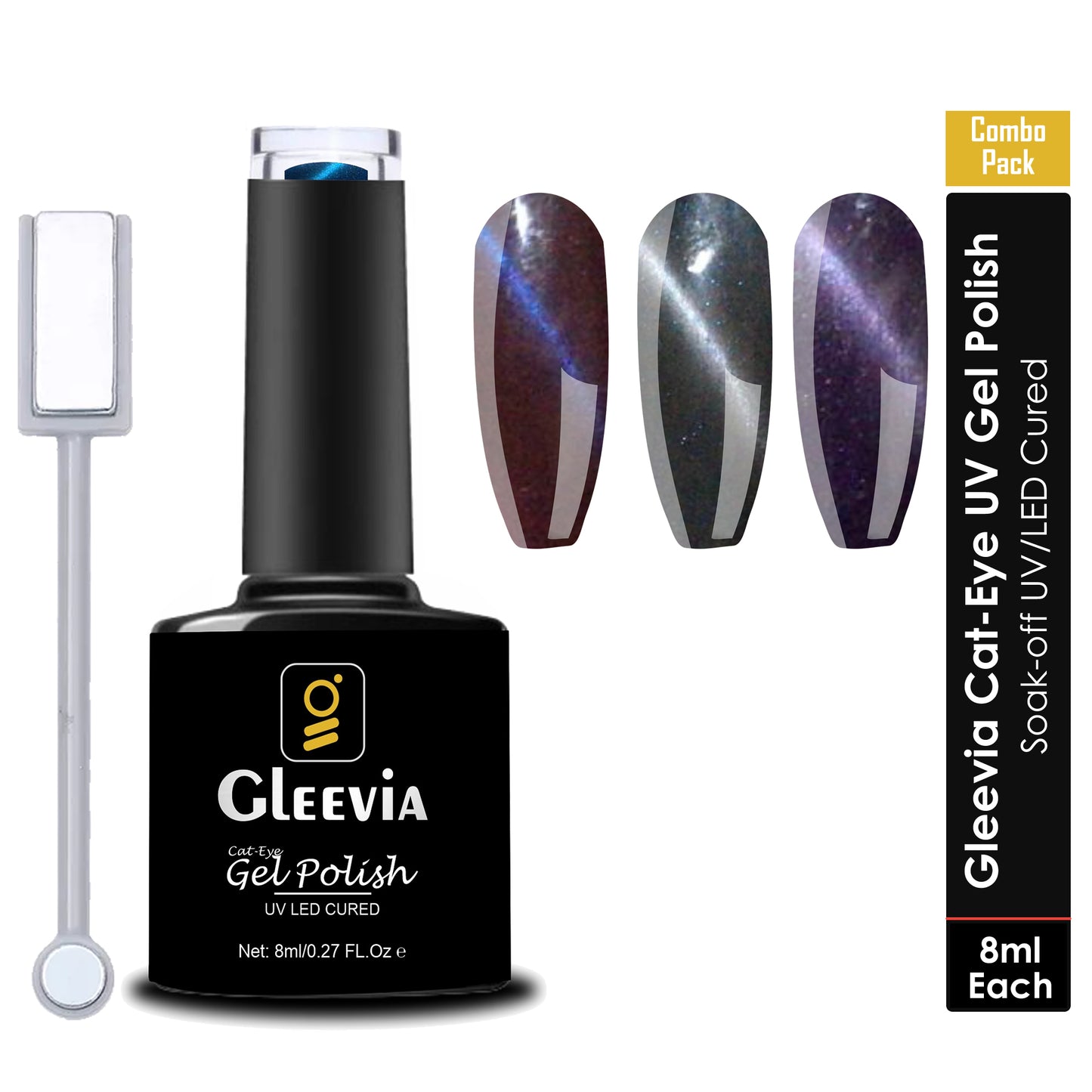 CatEye UV Gel Polish | Magnetic 3D Gel Nail Polish for Professionals 15ml/each Combo Pack (C6, C7 & C8)