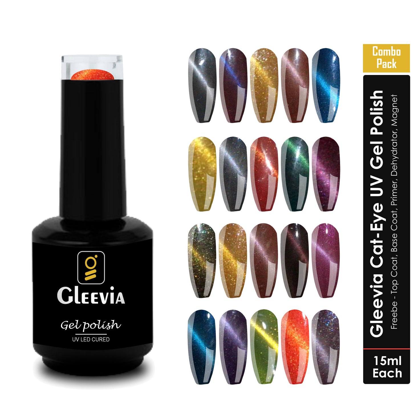 CatEye UV Gel Polish | Magnetic Gel Polish for Professionals 15ml/each Combo Pack of 25