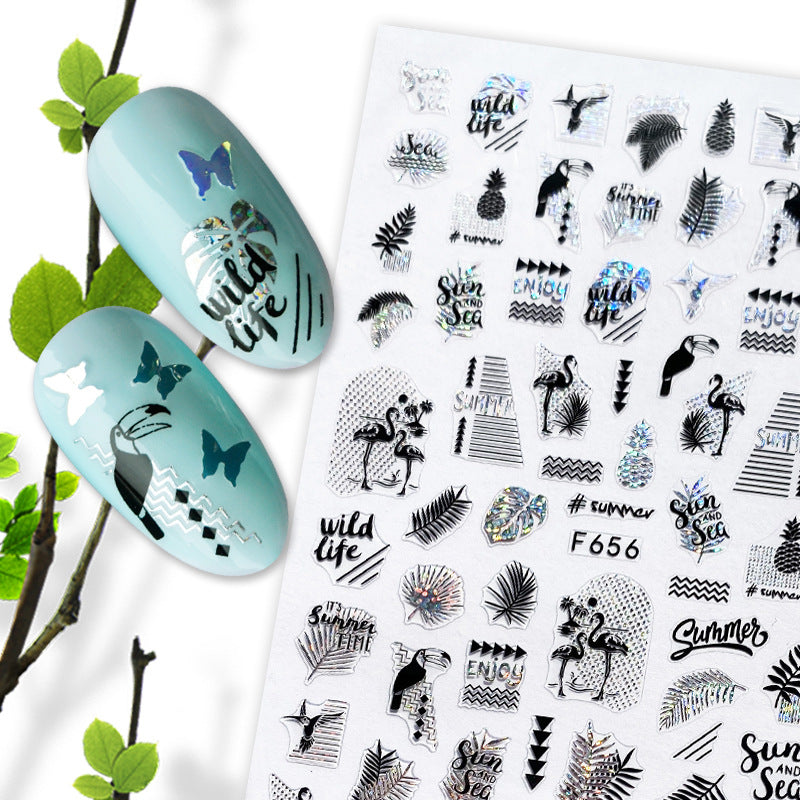 Gleevia 9 Sheets Nail Stickers Self Adhesive DIY Mixed Designs Nail Art Sticker For Beauty Nail Tools S5