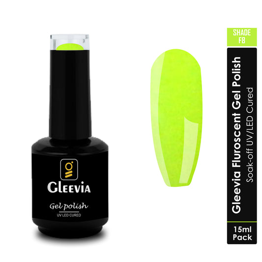 UV LED Soak-Off Fluorescent Gel Polish for Professionals 15ml Brush Cap F8