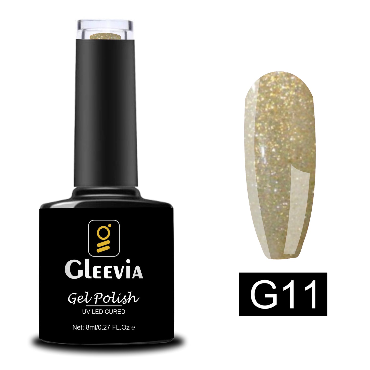 UV LED Soak-Off Glitter Gel Polish for Professionals 15ml Brush Cap G11