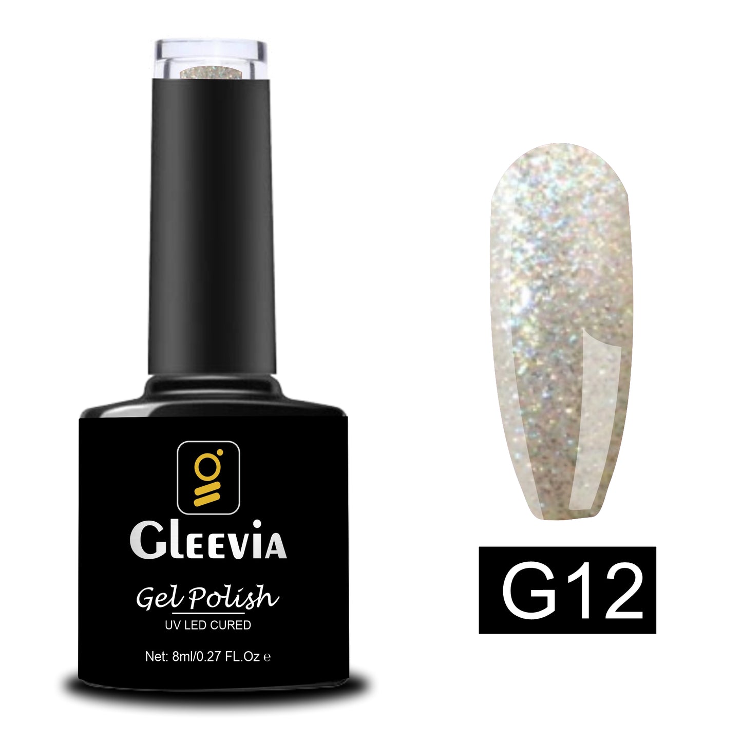 UV LED Soak-Off Glitter Gel Polish for Professionals 15ml Brush Cap G12