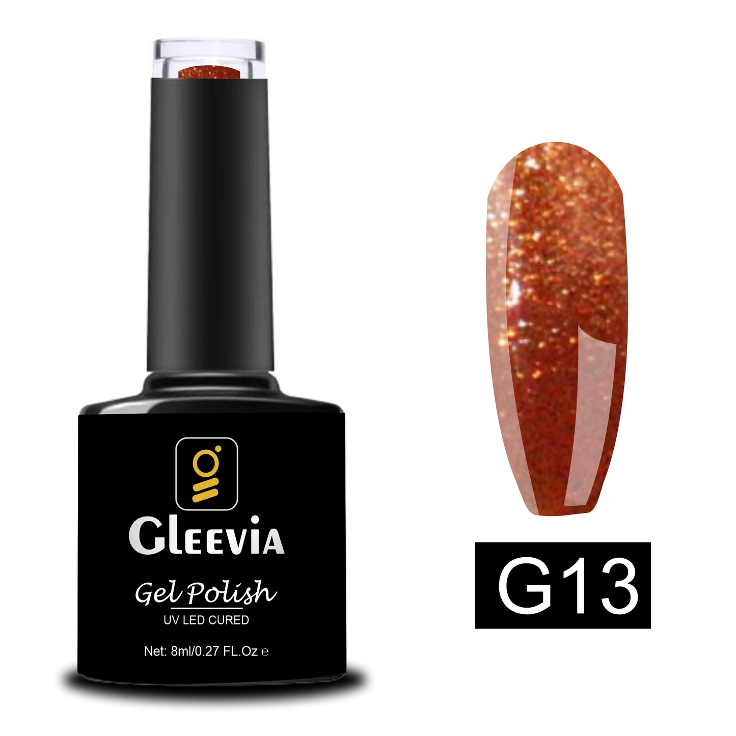 UV LED Soak-Off Glitter Gel Polish for Professionals 15ml Brush Cap G13