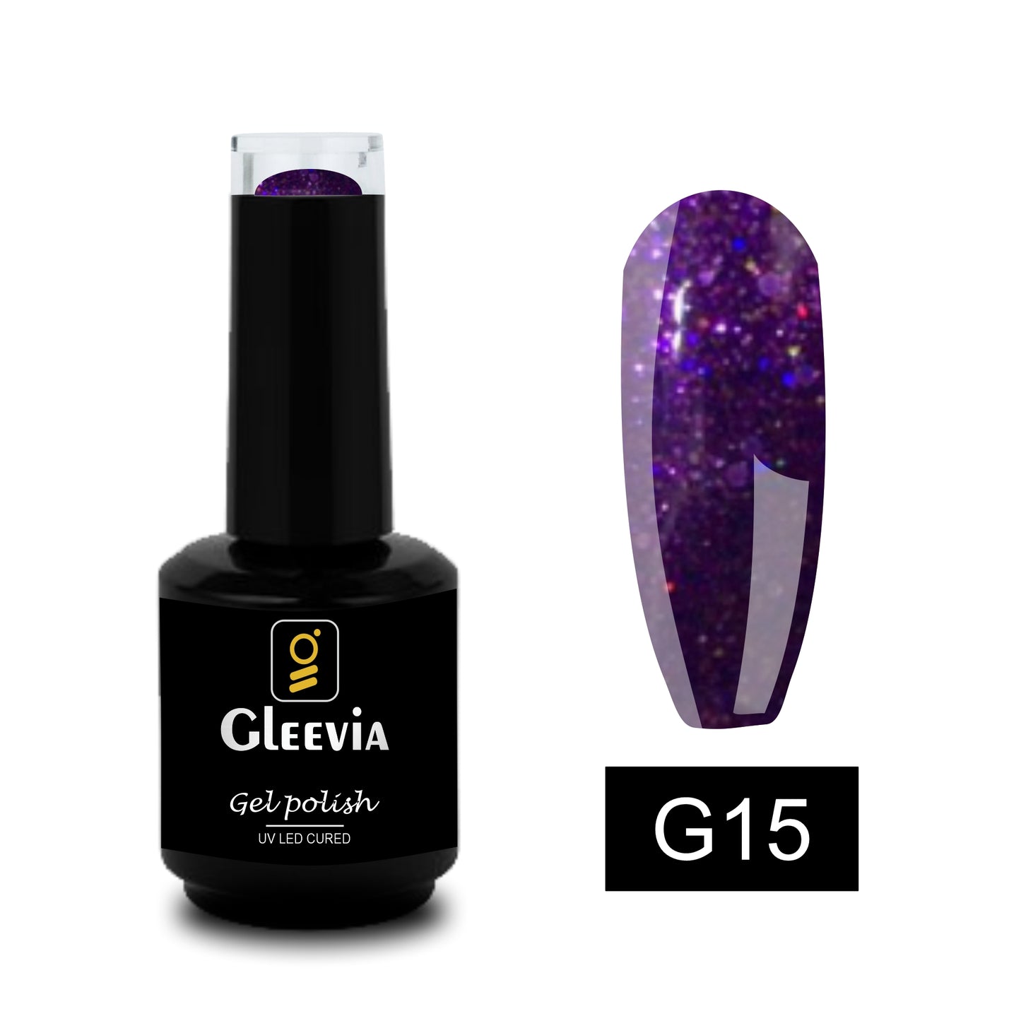 UV LED Soak-Off Glitter Gel Polish for Professionals 15ml Brush Cap G15