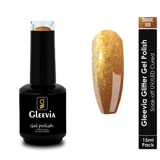 UV LED Soak-Off Glitter Gel Polish for Professionals 15ml Brush Cap G18