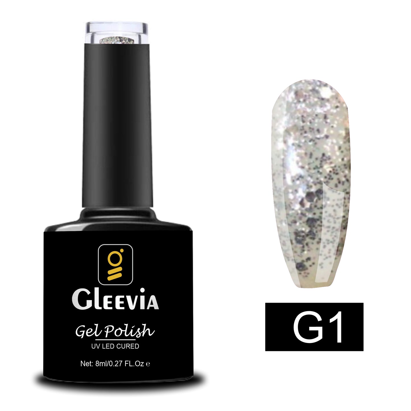 UV LED Soak-Off Glitter Gel Polish for Professionals 15ml Brush Cap G1