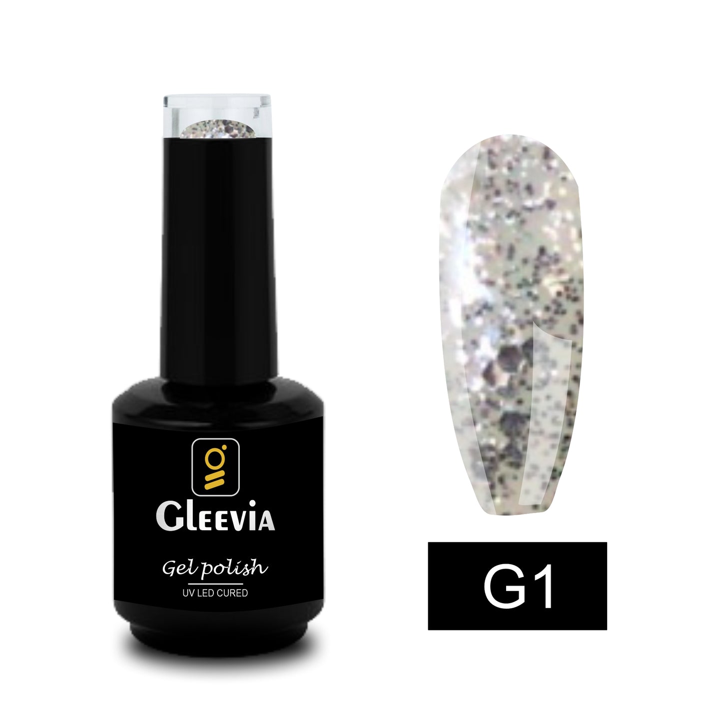 UV LED Soak-Off Glitter Gel Polish for Professionals 15ml Brush Cap G1