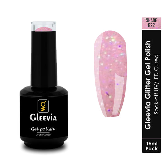 UV LED Soak-Off Glitter Gel Polish for Professionals 15ml Brush Cap G22