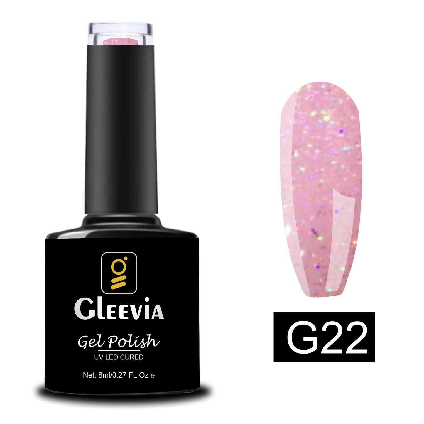 UV LED Soak-Off Glitter Gel Polish for Professionals 15ml Brush Cap G22