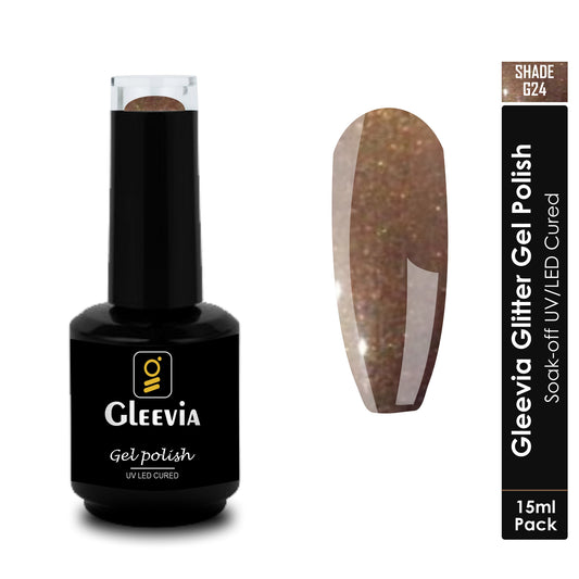 UV LED Soak-Off Glitter Gel Polish for Professionals 15ml Brush Cap G24