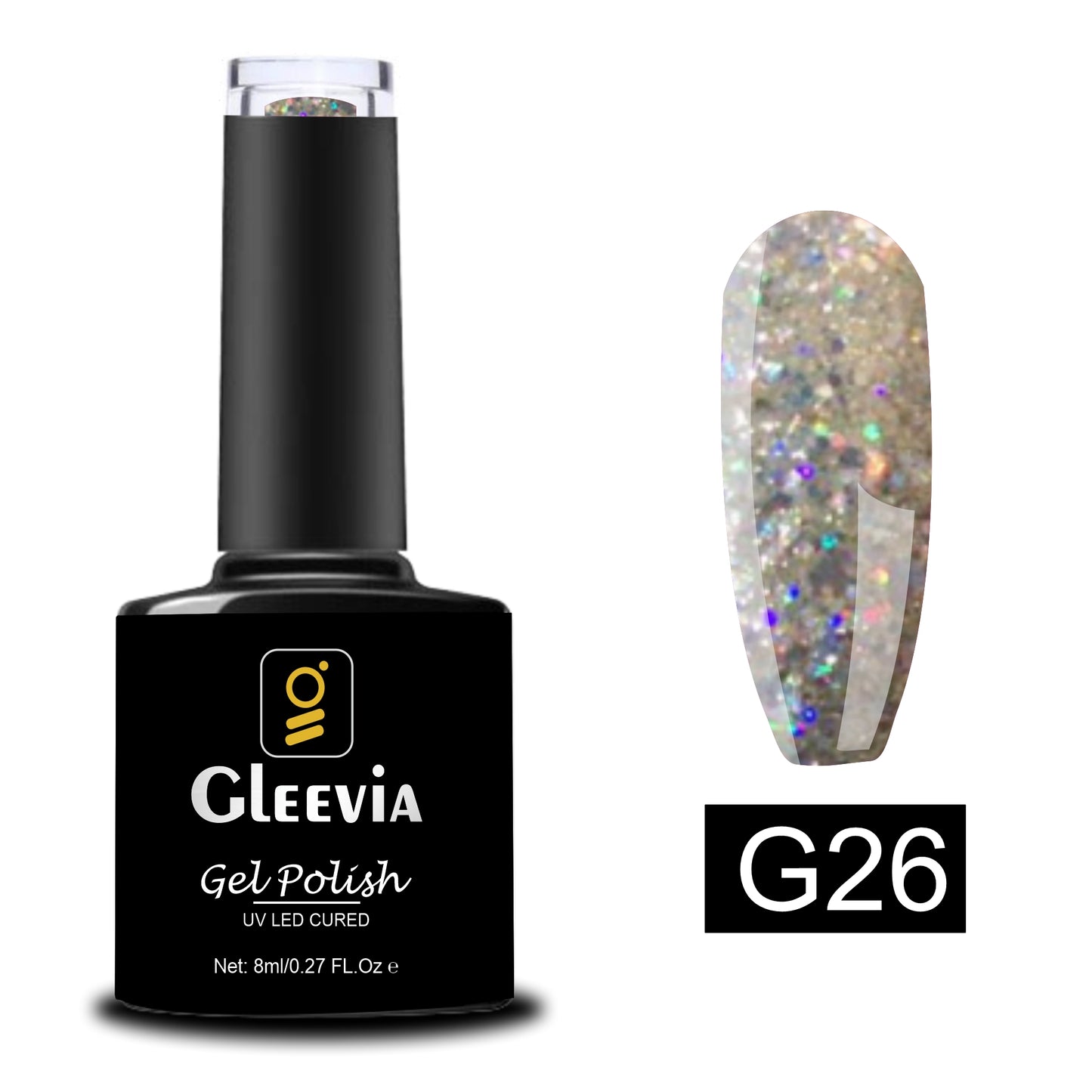 UV LED Soak-Off Glitter Gel Polish for Professionals 15ml Brush Cap G26