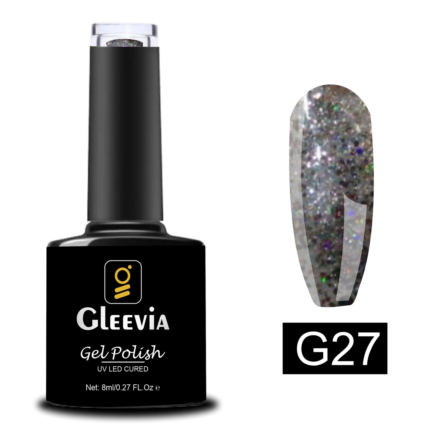 UV LED Soak-Off Glitter Gel Polish for Professionals 15ml Brush Cap G27