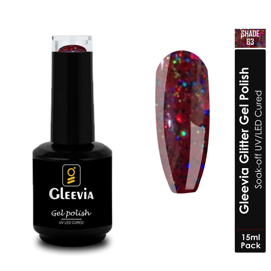 UV LED Soak-Off Glitter Gel Polish for Professionals 15ml Brush Cap G3