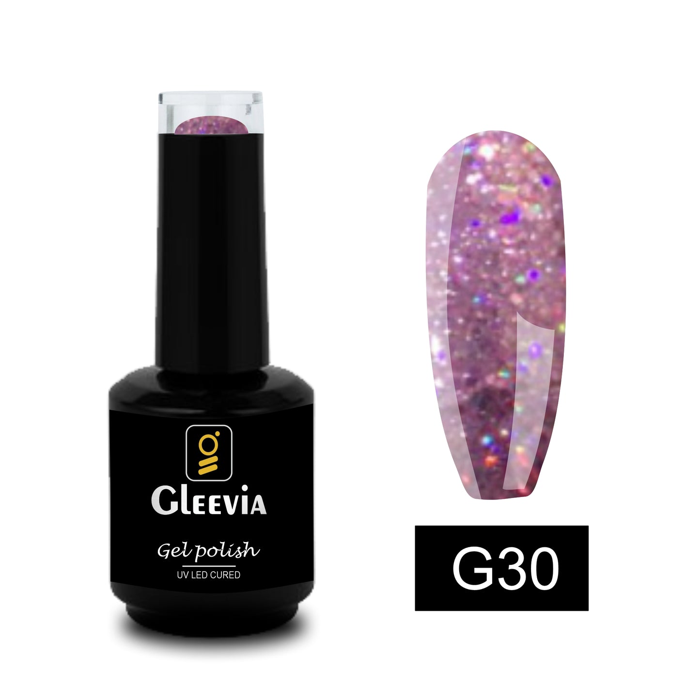 UV LED Soak-Off Glitter Gel Polish for Professionals 15ml Brush Cap G30