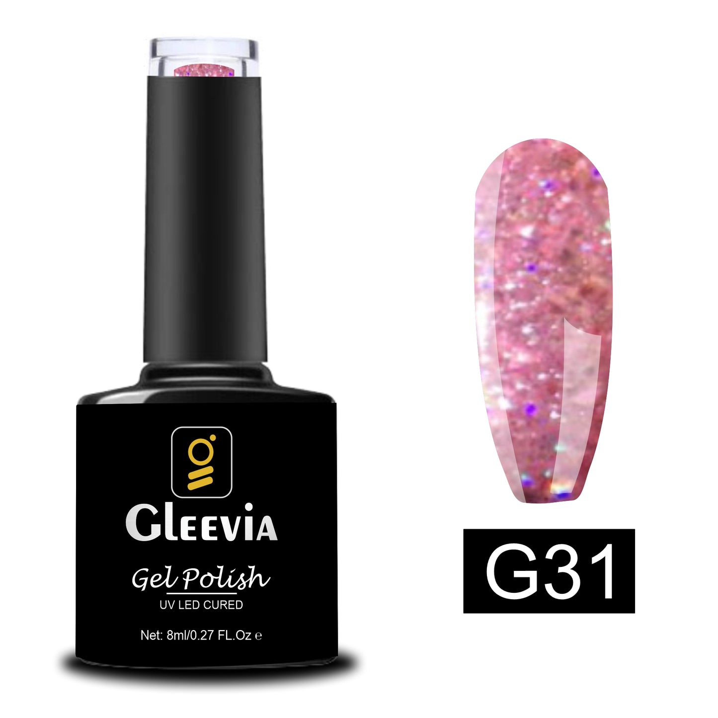 UV LED Soak-Off Glitter Gel Polish for Professionals 15ml Brush Cap G31